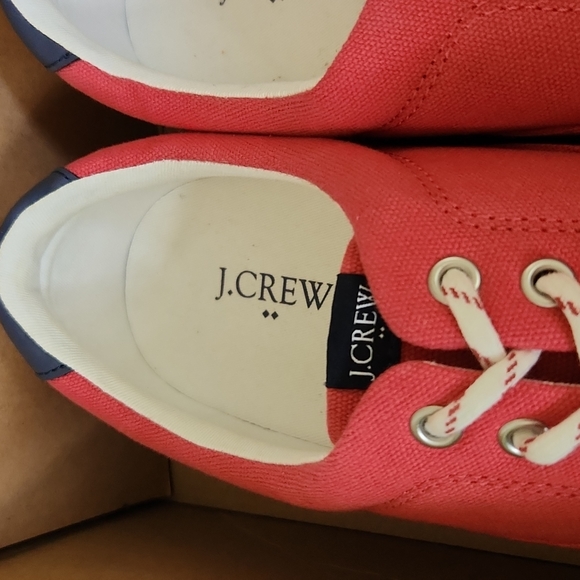 J Crew Washed Red Sneakers Canvas - Picture 3 of 11